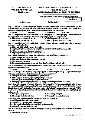 Đề ôn thi THPT quốc gia Giáo dục công dân lớp 12 lần 1 - Năm học 2016-2017 - Trường THPT Đỗ Huy Liêu